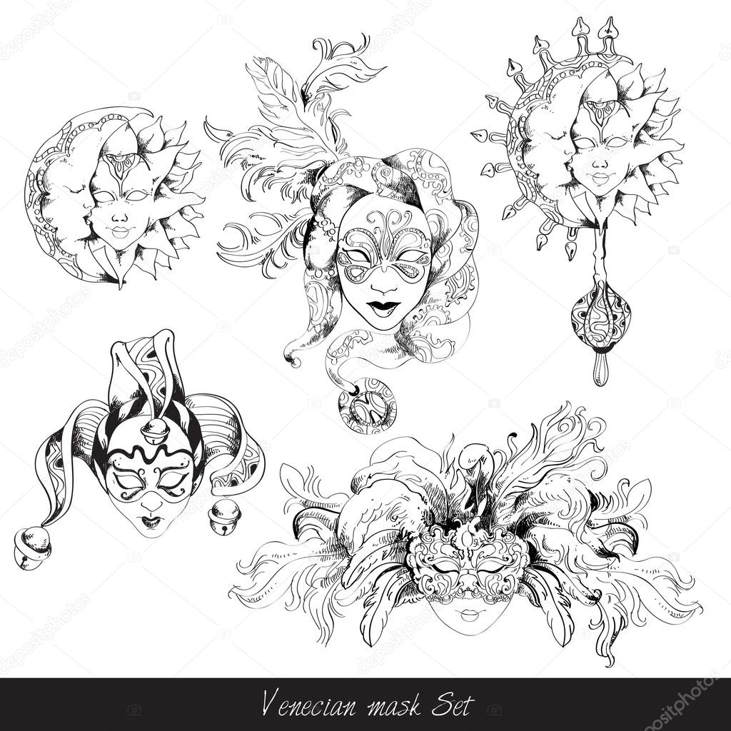 Venetian mask decoration set