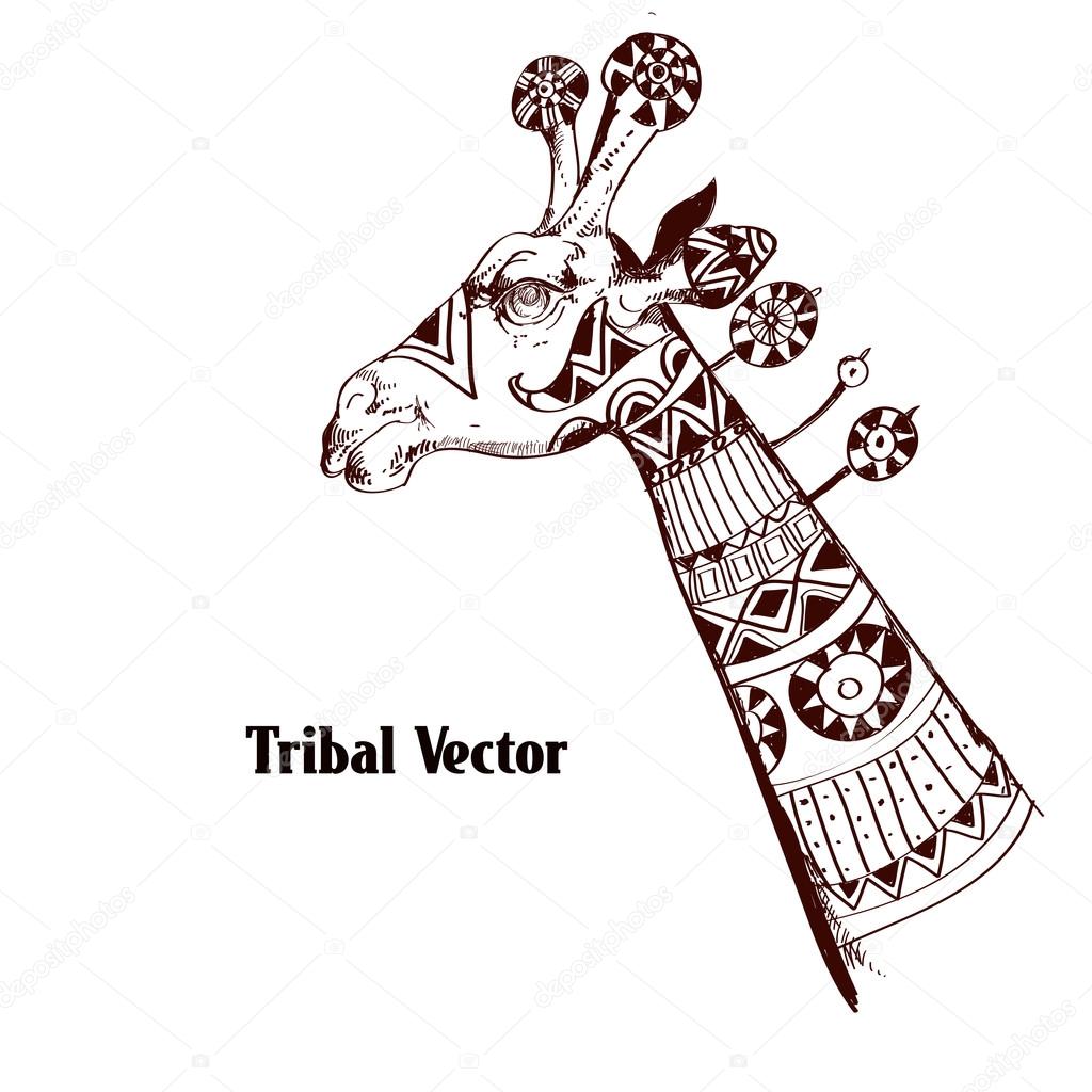 Tribal Giraffe Head
