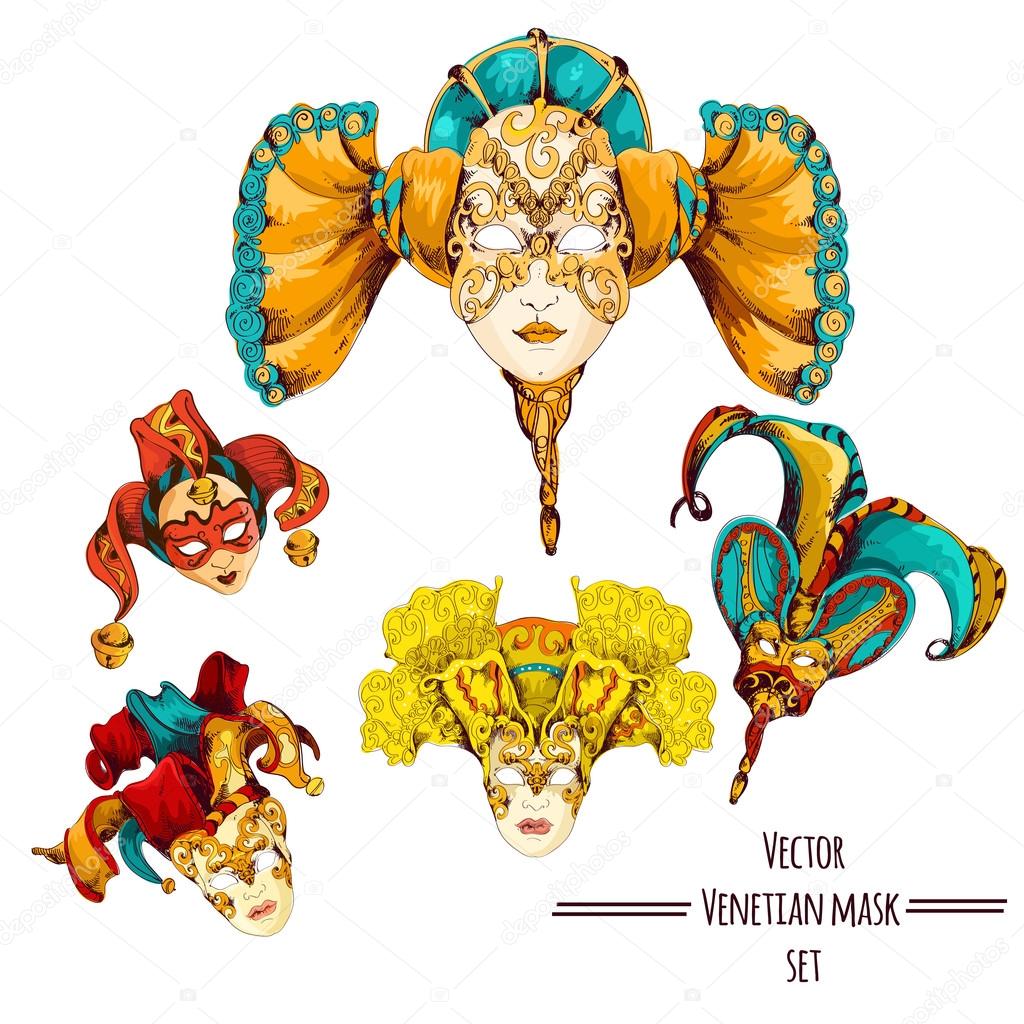Venetian mask set