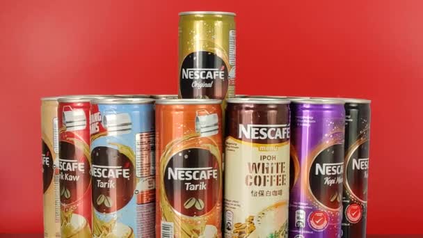 Selangor Malajzia 2021 Június Felvétel Nescafe Márkanév Alatt Kapható Üdítőitalok — Stock videók