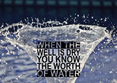 İlham verici ve motive edici bir alıntı. Kuyu kuruduğunda suyun değerini bilirsin..