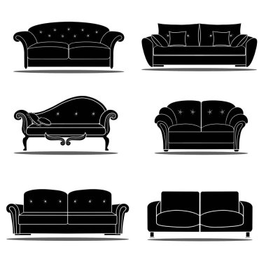 Altı kanepe. El çizimi.