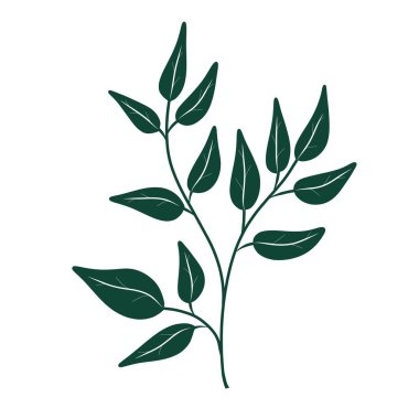 Yeşil yapraklı bir ağacın dalını çizdim