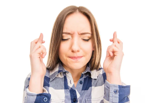 Nahaufnahme Porträt einer jungen Frau, die auf einen besonderen Moment wartet — Stockfoto