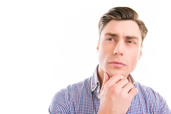 Handsome pondered young man thinking about smth — Stock Photo, Image