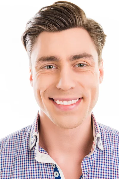 Close up photo of happy young man with beaming smile — Stock Photo, Image