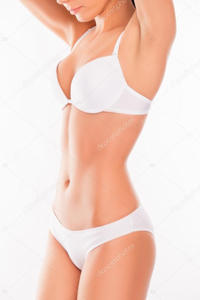 Beautiful slim woman in white lingerie 16759044 Stock Photo at