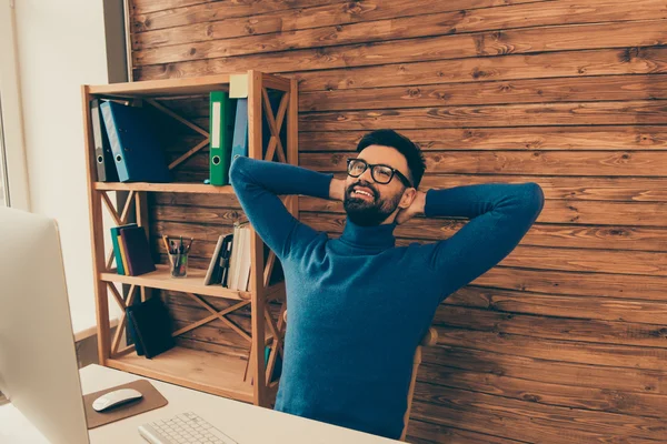 Portrait of tired young man having break and resting — Stock Photo, Image