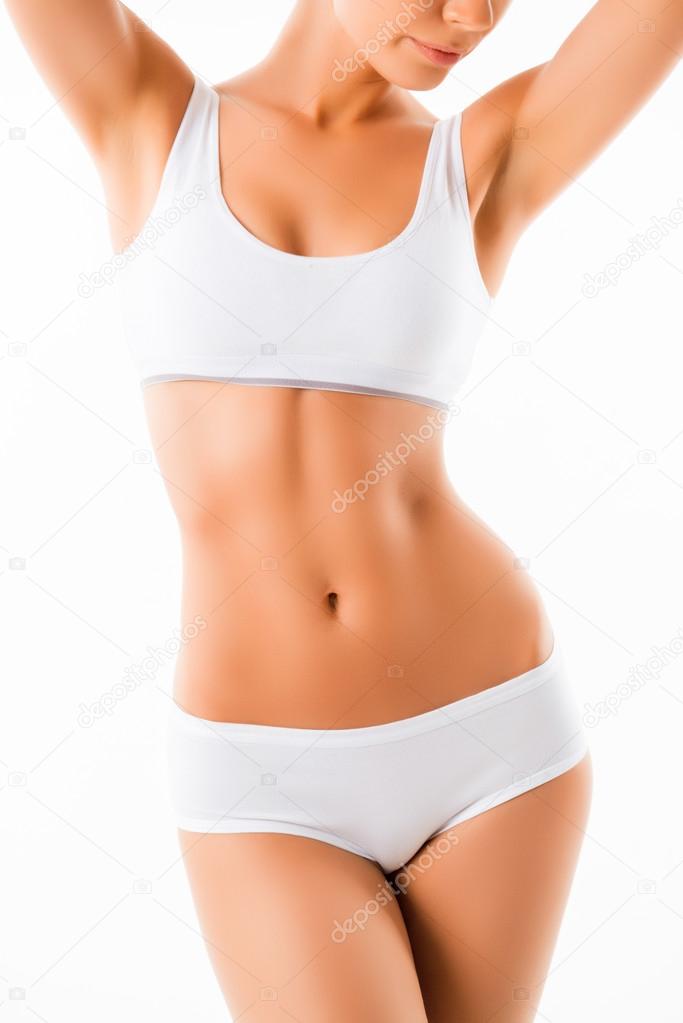 Szép egészséges fitt karcsú női test közelről — Stock Kép