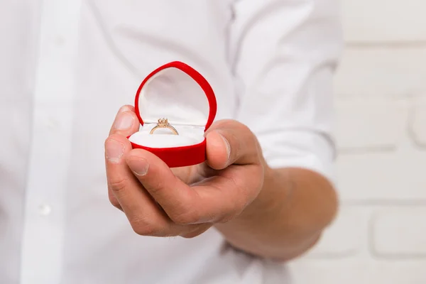 Romantic man making a marriage proposal — Stock Photo, Image