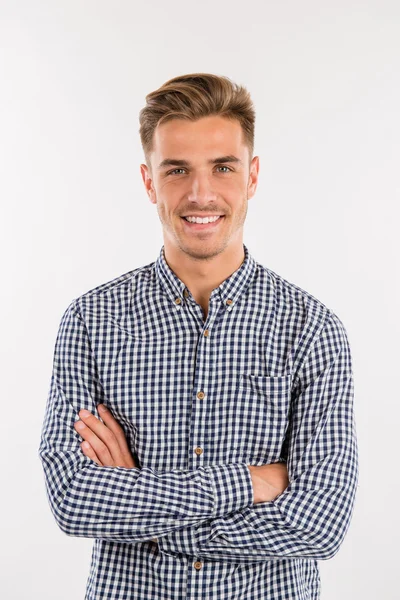 Handsome man in shirt smiling — Stock Photo, Image