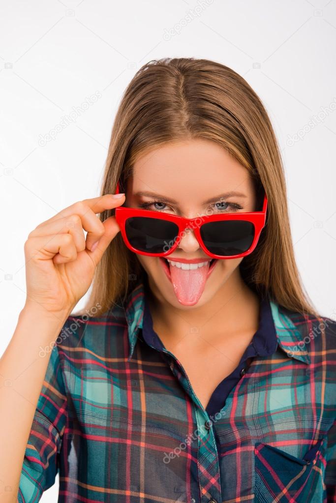 Tongue pinupfiles glasses schoolgirl