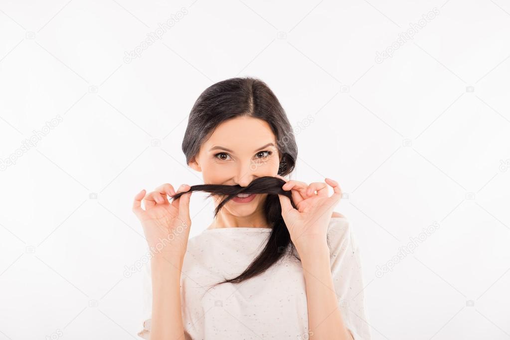 面白い女の子髪の彼女の毛を押し浮気 ストック写真 C Deagreez1 面白い女の子髪の彼女の毛を押し浮気 ストック写真 C Deagreez1