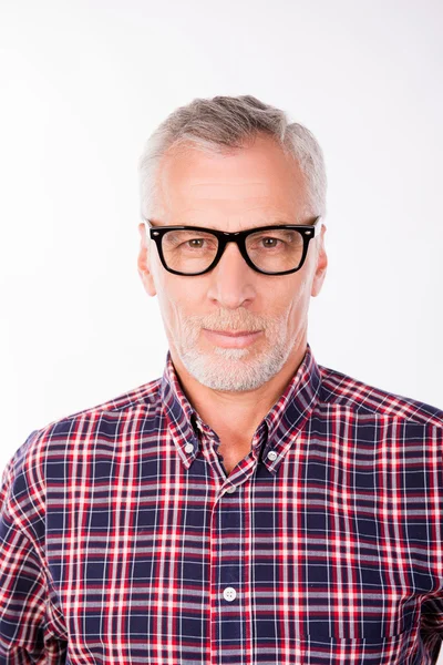 Portrait of old handsome man with glasses — Stock Photo, Image