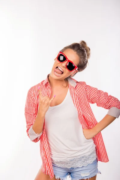 Cool chica sexy divertida con gafas — Foto de Stock