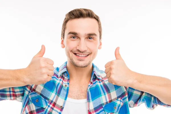 Handsome man showing thumbs up — Stock Photo, Image