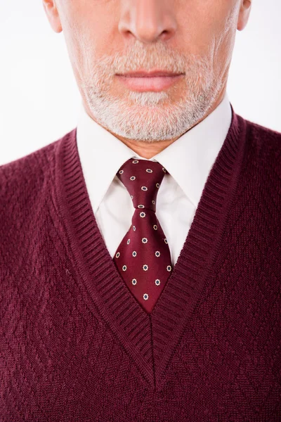 Closeup photo of handsome confident businessman with gray beard — Stock Photo, Image