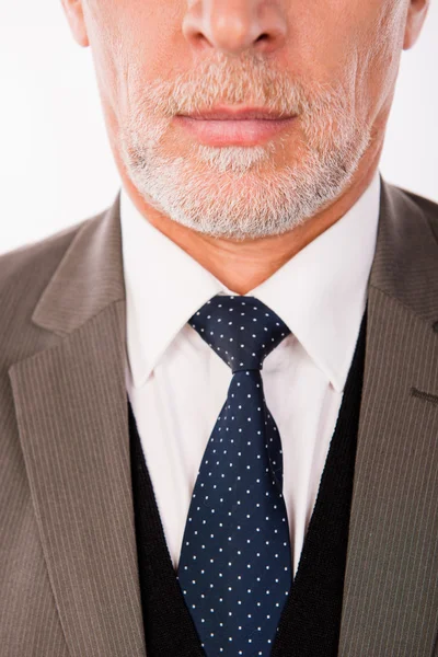 Closeup photo of old  businessman in an elegant business suit wi — Stock Photo, Image