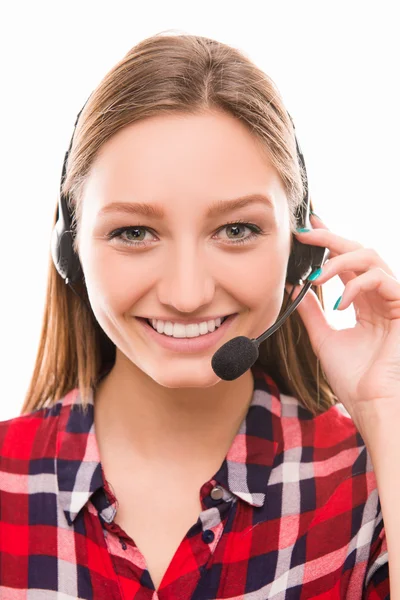 Een portret van vrij jonge werknemers in callcenter — Stockfoto