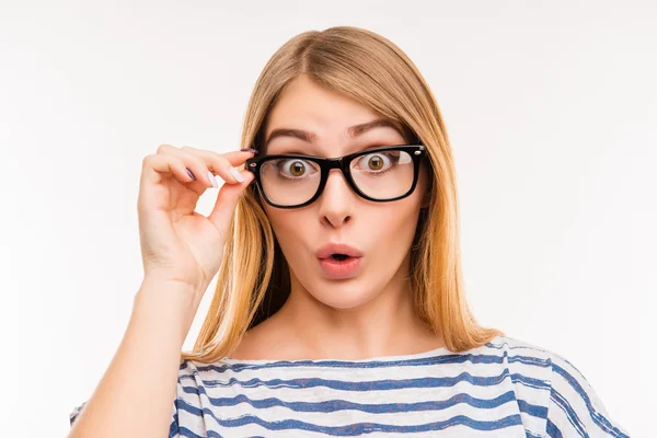 Chica sorprendida en gafas — Foto de Stock