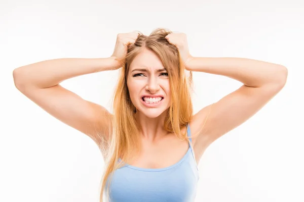 Een portret van boze vrouw — Stockfoto