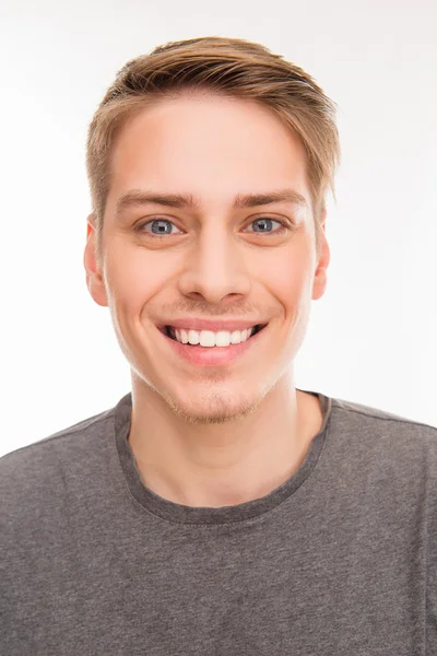 Close up portrait of pretty cheerful young man — Stock Photo, Image