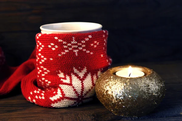 Cup of tea  and candle — Stock Photo, Image