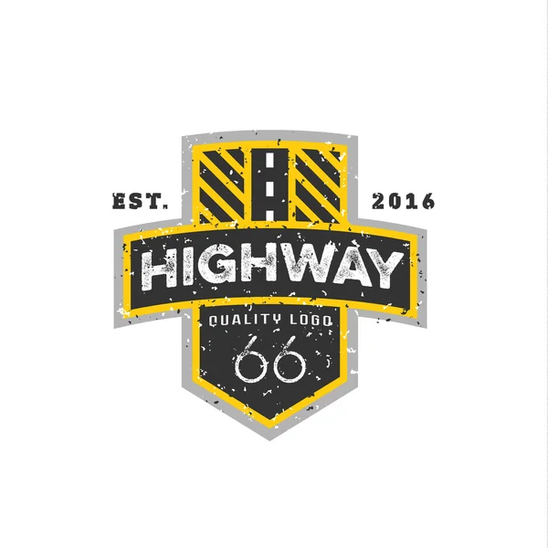 Road sign, Highway 66, high-quality brand-name brand logo vector graphics, illustration flat. — Wektor stockowy