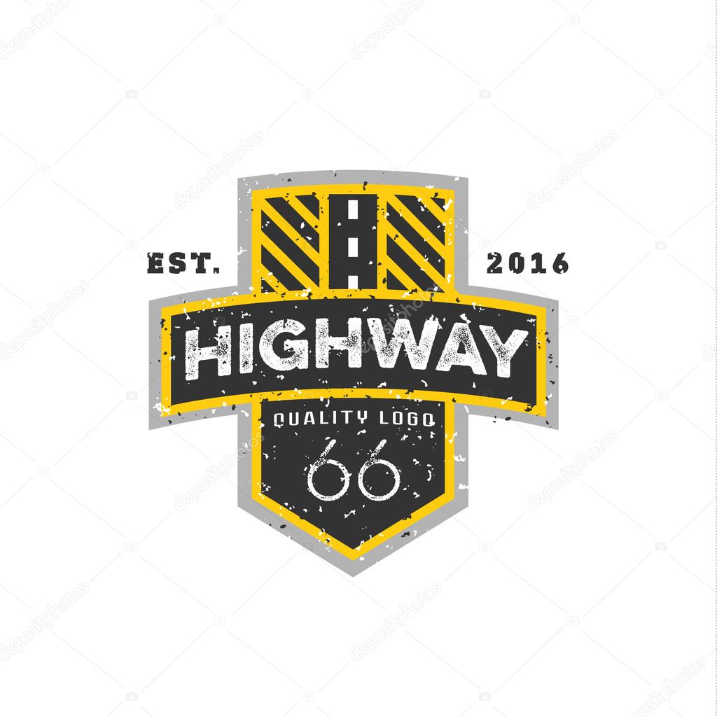 Road sign, Highway 66, high-quality brand-name brand logo vector graphics, illustration flat.