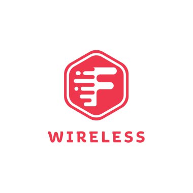 F harfi kablosuz iş için, düz stil illüstrasyon