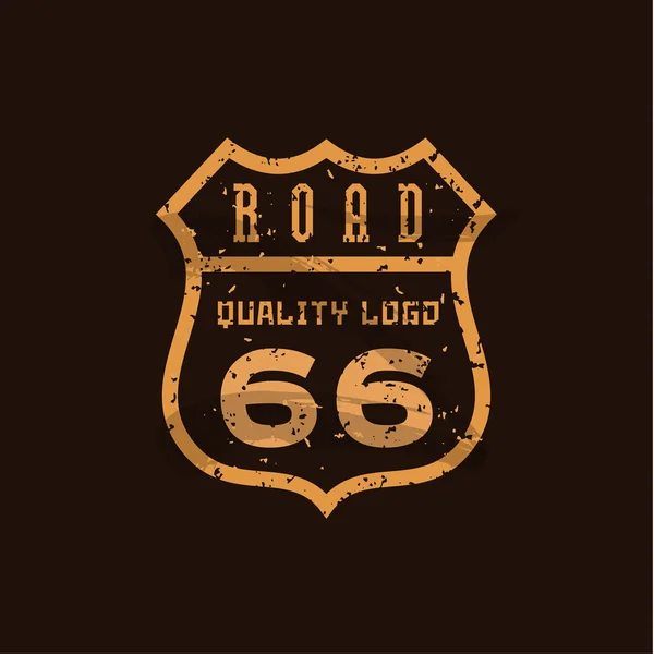 Road sign, Highway 66, high-quality brand-name brand logo vector graphics, illustration flat. — Wektor stockowy