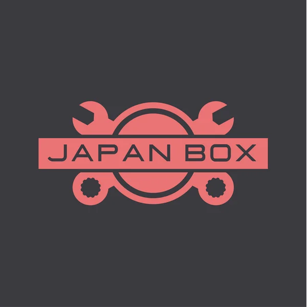 Japonya oto servis onarım, anahtar, araba, logo işareti düz.