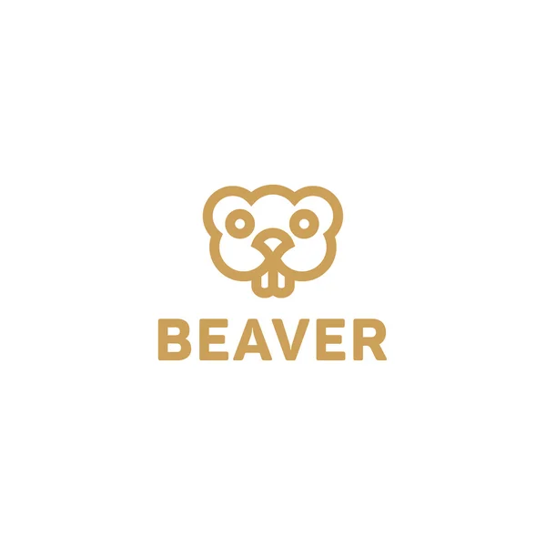 Beaver lines vector an outline monochrome minimalism modern trend monogram animal rodent, Harek, toothy smile eyes — Stock Vector