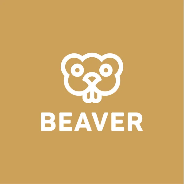 Beaver lines vector an outline monochrome minimalism modern trend monogram animal rodent, Harek, toothy smile eyes — Stock Vector