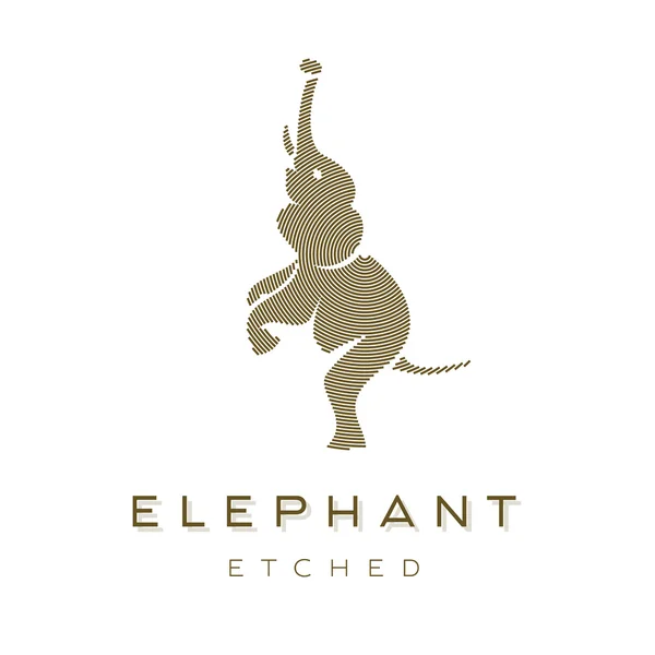 Elephant is completely Engraved Animal Vector graphics — Stock Vector