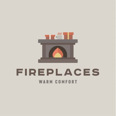 Şömine bir daire içine Müfit hediyeler ve alev-kalite benzersiz vektör ilyustraiya