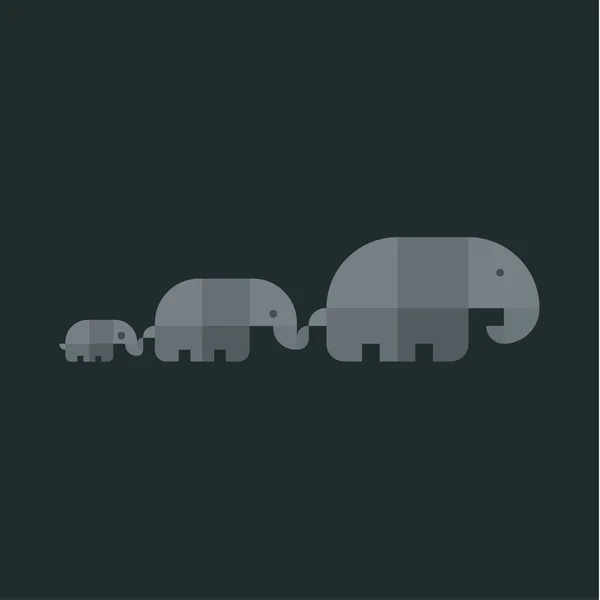 Sloni geometrie stylové logo znamení ilustrace na šedém pozadí vyrobené ze čtverců, plochý design — Stockový vektor