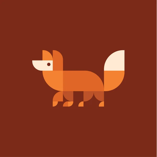 Fox logotipo ilustración de la proporción geométrica alfabetizados cuadrícula vector diseño plano — Vector de stock