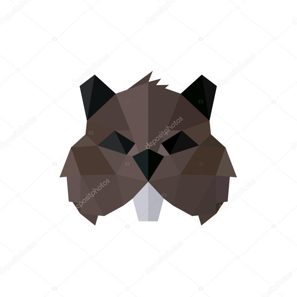 Rodent polygon logos low poly style illustration brown toothy animal faces art