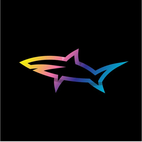 Линейный логотип акулы в современном стиле последних тенденций Градиент Логос и векторные иллюстрации животных рыб — стоковый вектор