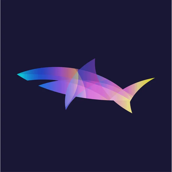 Köpekbalığı degradeler logo tasarım şık modern minimalist vektör illüstrasyon işareti — Stok Vektör