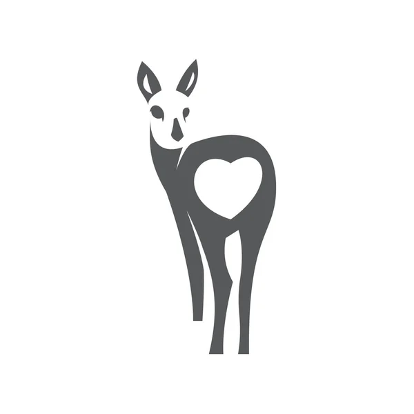 Minimalizm stil ikonu geyik tek renkli resimde düz — Stok Vektör