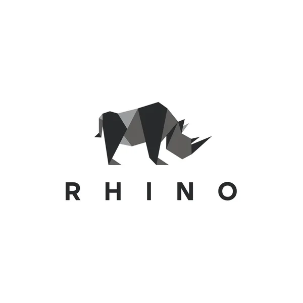 Polígonos rinoceronte baixo poli animal logotipo ilustração, estilo moderno — Vetor de Stock