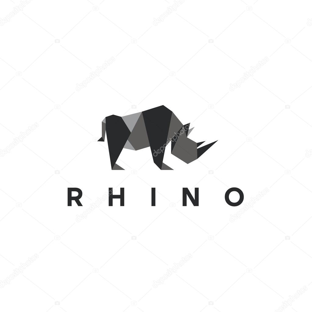 Polygons rhino low poly animal logo illustration, modern style art