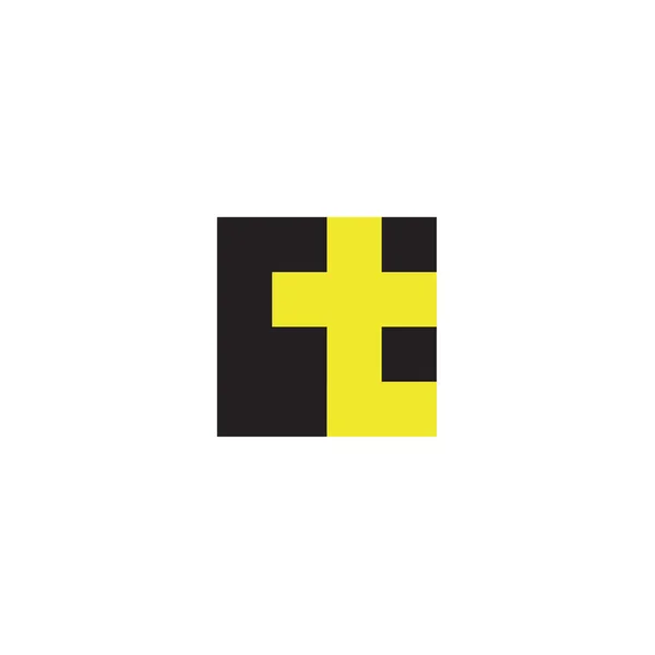 Písmeno T v podobě abstrakce žluté vektor znamení do ploché styl, moderní minimalismus — Stockový vektor
