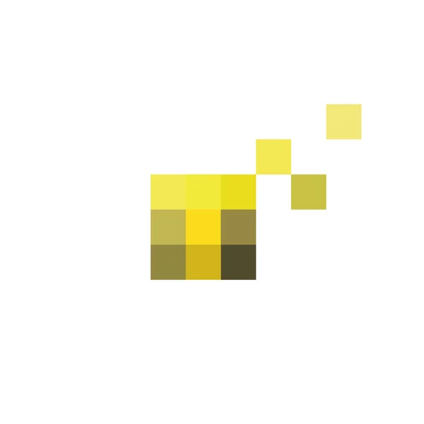 Pixel Lettre T sous la forme de signe vectoriel jaune abstraction dans le style plat, minimalisme moderne — Image vectorielle