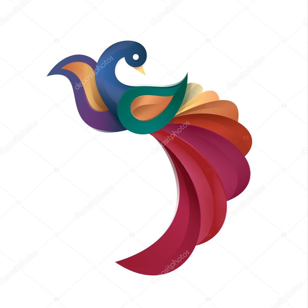 Peacock colored birds illustration of a modern design, high quality performance for your brand logo style art