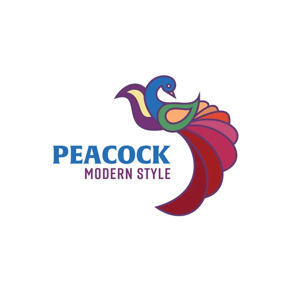 Pavão colorido pássaros ilustração de um design moderno, desempenho de alta qualidade para o seu logotipo da marca estilo plana —  Vetores de Stock