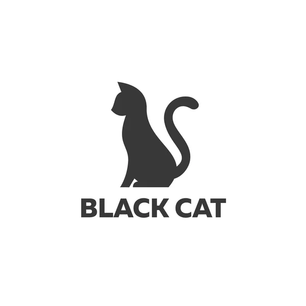 Black cat sitting on a white background Logo Design in modern minimalist illustrations flat icons — Stock Vector
