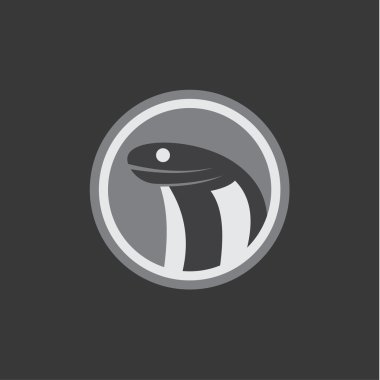 Modern monogram logo Kobra kafa minimalist bir düz Müfit vektör yuvarlak